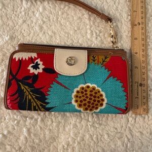 Spartina 449 Red and Teal Floral Wristlet